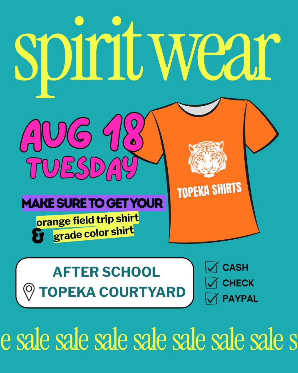 PTA Spirit Wear Sale August 18 Flyer
